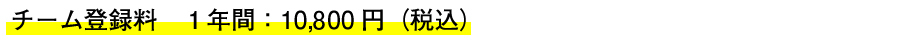 チーム登録料　１年間：１０，５００円（税込）